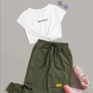 tee and cargo pants outfit set